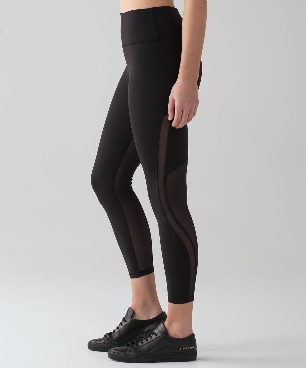 Lululemon Womens Revitalize Tight Size 6 Black 25" Breathable Mesh Athleisure